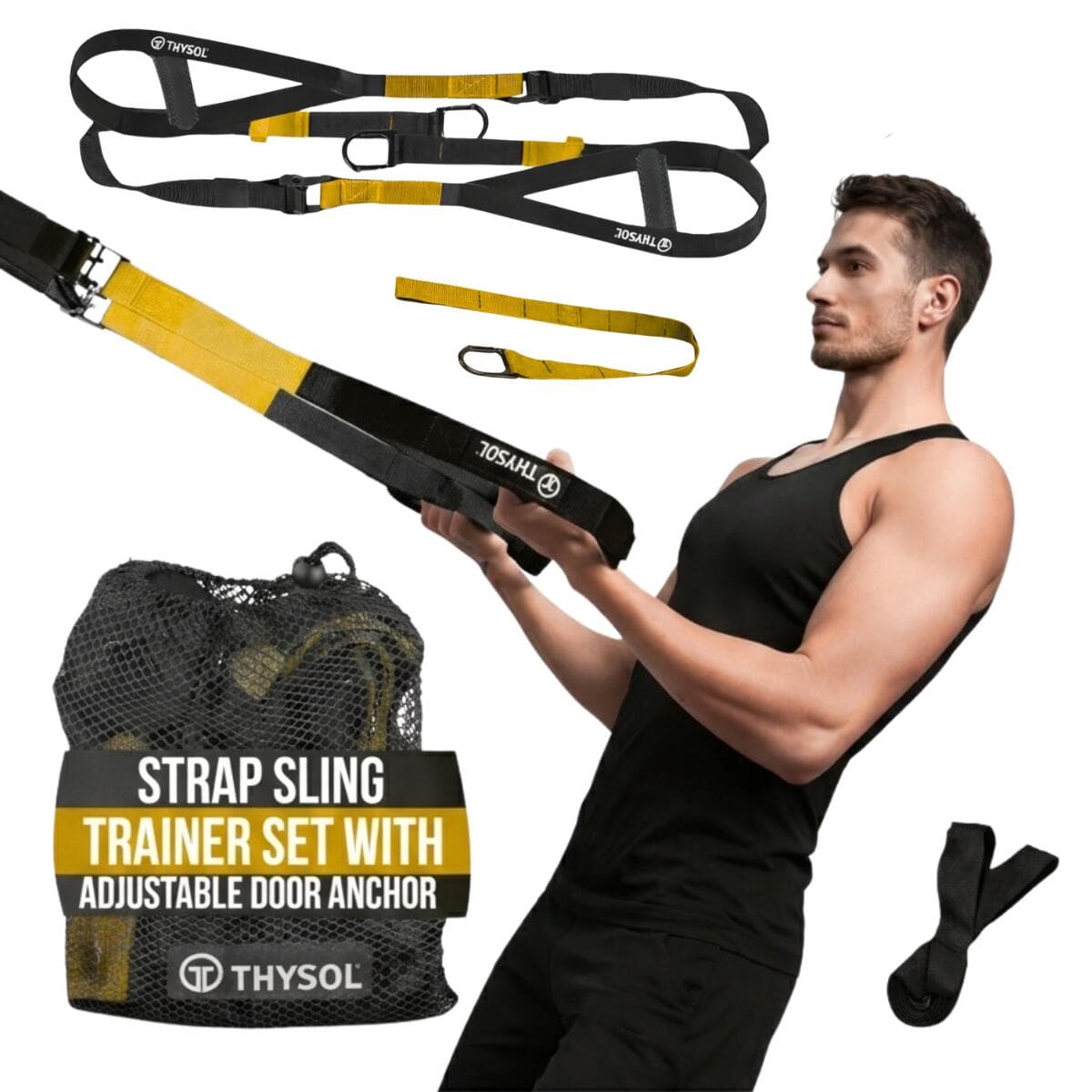 Suspension Trainer Set Pro – THYSOL® Xtreme Straps - Sling Trainer - Geel
